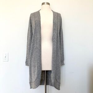 Cashmere Long Open Cardigan Wrap Light Heather Grey